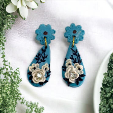 Polymer Drop Earrings Blue