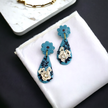 Polymer Drop Earrings Blue