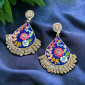 Multicolor flowers on Blue Chandbalis