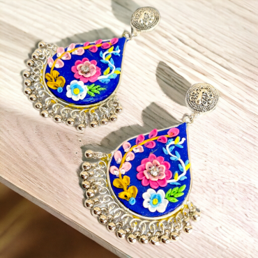 Multicolor flowers on Blue Chandbalis