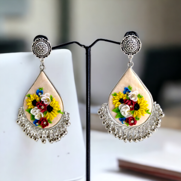 Multicolor flowers on White Chandbalis