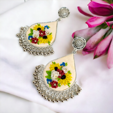 Multicolor flowers on White Chandbalis