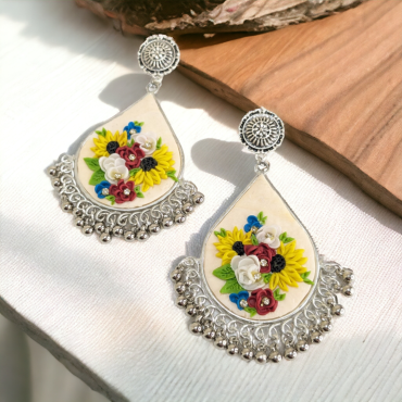 Multicolor flowers on White Chandbalis