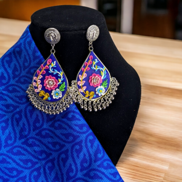 Multicolor flowers on Blue Chandbalis