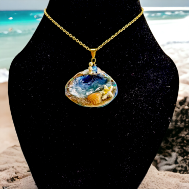 Sea Shell Ocean Resin Handmade Pendant