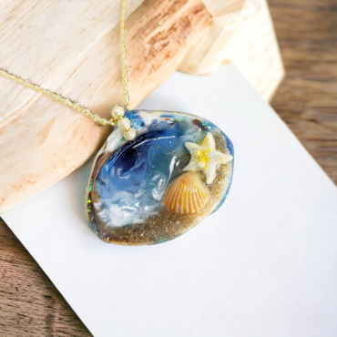 Sea Shell Ocean Resin Handmade Pendant