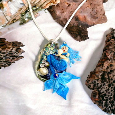 Sea Mermaid Resin Handmade Pendant Blue