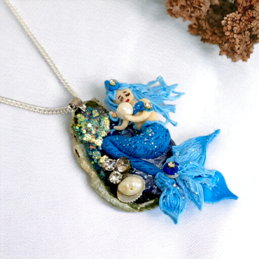 Sea Mermaid Resin Handmade Pendant Blue