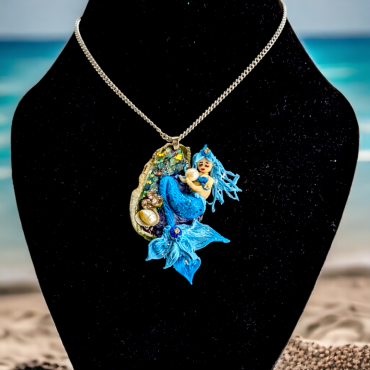 Sea Mermaid Resin Handmade Pendant Blue