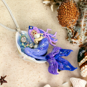 Sea Mermaid Resin Handmade Pendant Purple