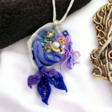 Sea Mermaid Resin Handmade Pendant Purple