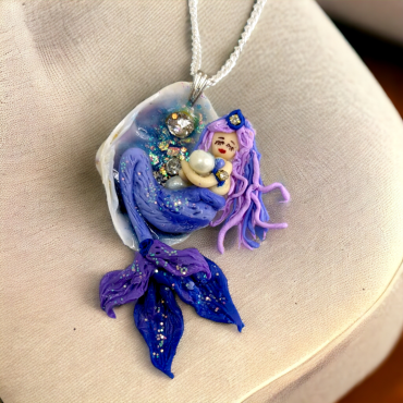 Sea Mermaid Resin Handmade Pendant Purple