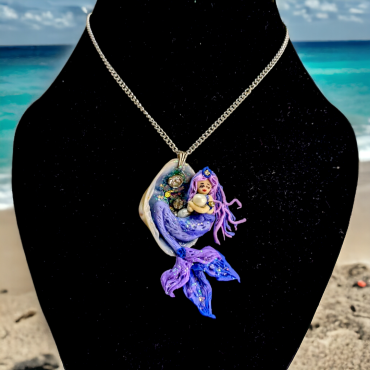 Sea Mermaid Resin Handmade Pendant Purple