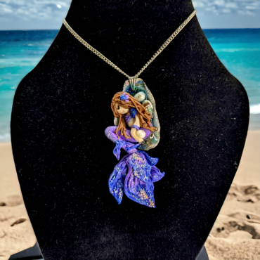 Sea Mermaid Resin Handmade Pendant Mauve