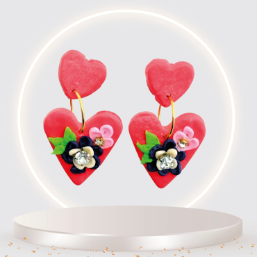 Hearts with Blue flowers