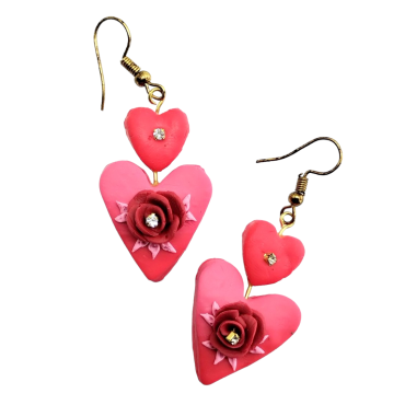 Rose Heart Earrings