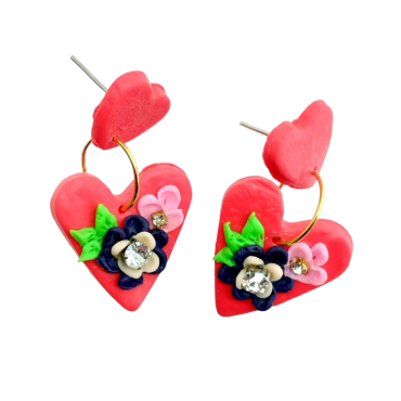 Hearts with Blue flowers