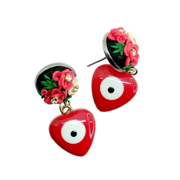 Evil Eye Heart Earrings