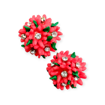 Red Floral Stud