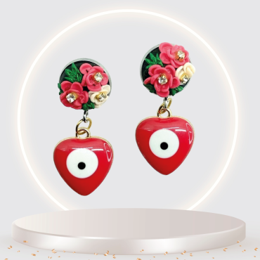 Evil Eye Heart Earrings