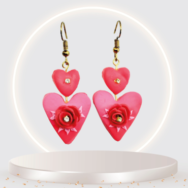 Rose Heart Earrings