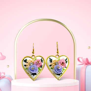 Pastel Roses Heart earrings