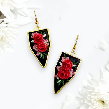 Red Roses Polymer clay earrings