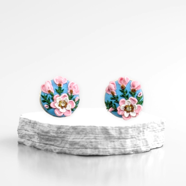 Pastel Blue Floral Stud