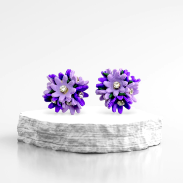 Purple fusion Floral Stud