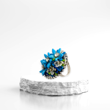 Handmade Blue Flowers Ring