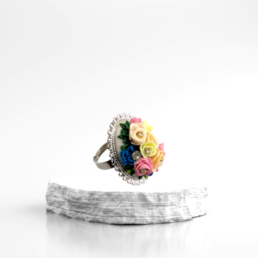 Handmade Multicolor Roses Ring