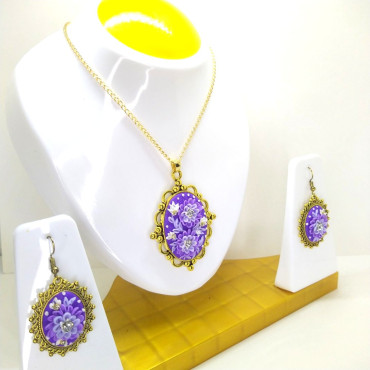 Vintage Gold Mauve Handmade Jewellery set