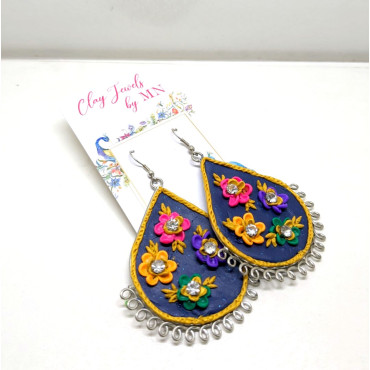 Multicolor flowers on Blue Chandbalis