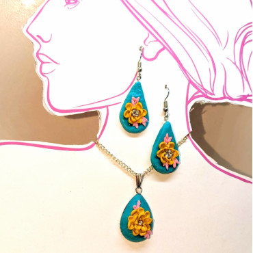 Turquoise Blue  Teardrop set