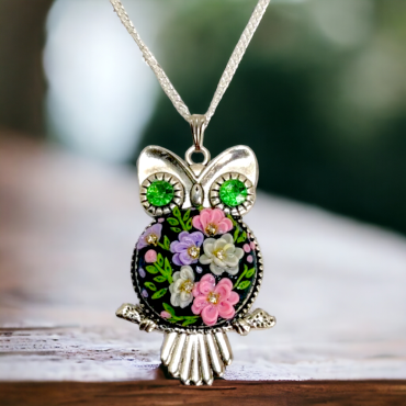 Owl Necklace Emerald Green Jewellery