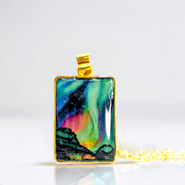 Aurora Rectangular Handmade Pendant