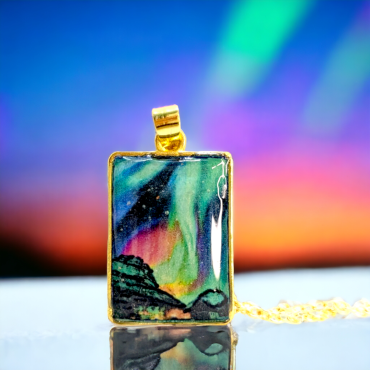 Aurora Rectangular Handmade Pendant