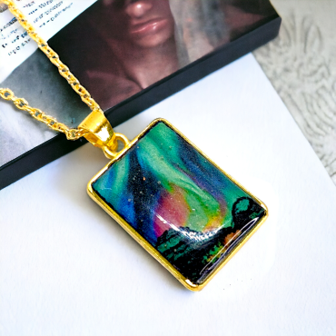 Aurora Rectangular Handmade Pendant